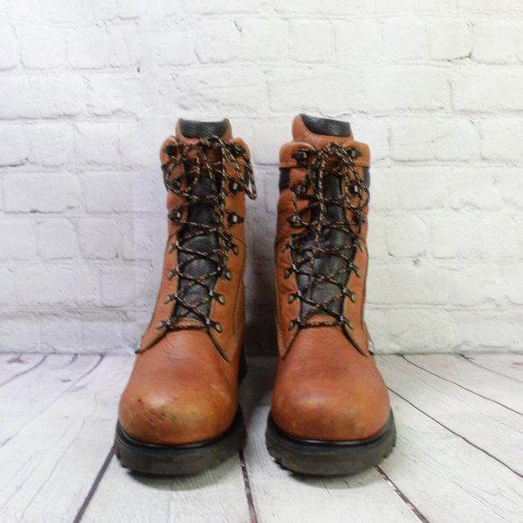 Timberland Pro 95570 Brown Leather Steel Toe Rugged Work Boots Size 10 Wide - Picture 4 of 9